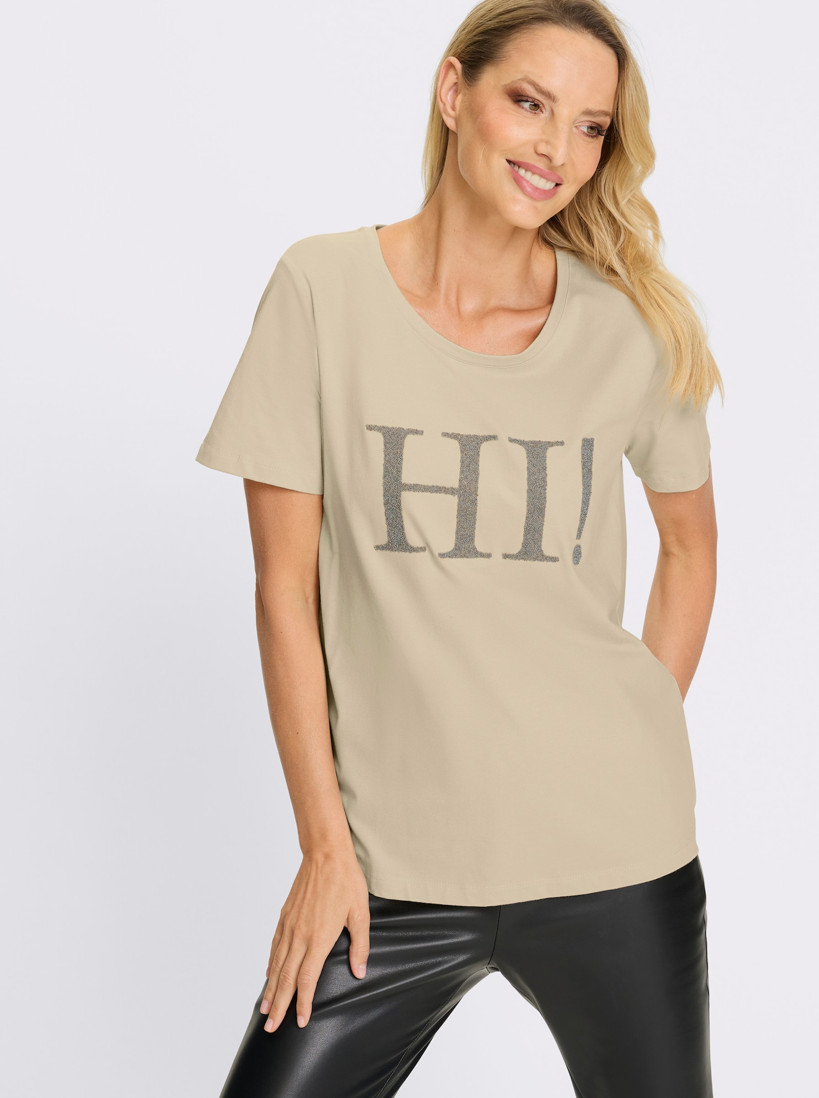 heine T-Shirt mit Schriftzug - sand