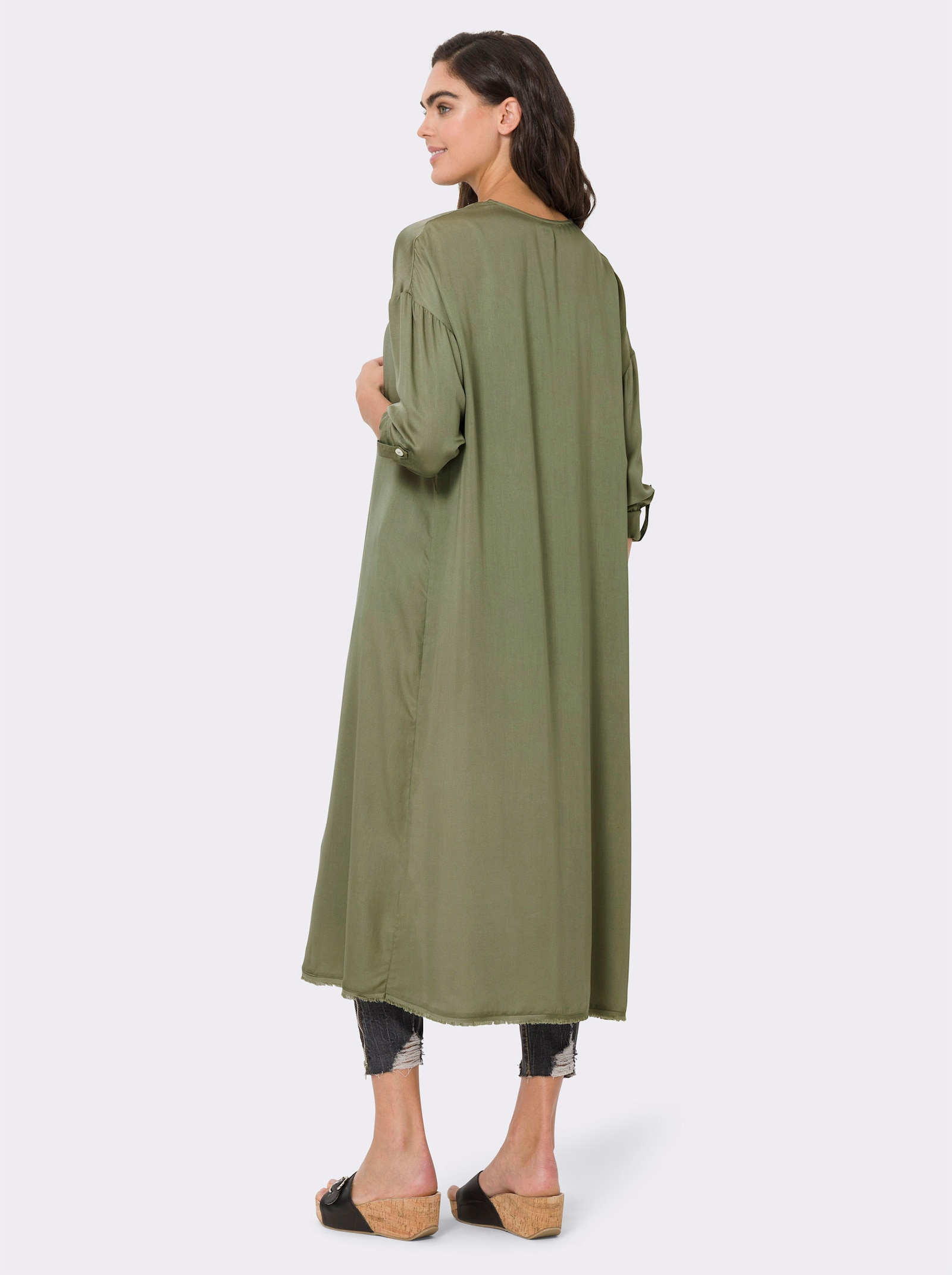 heine Blusenjacke mit Fransenkante - oliv