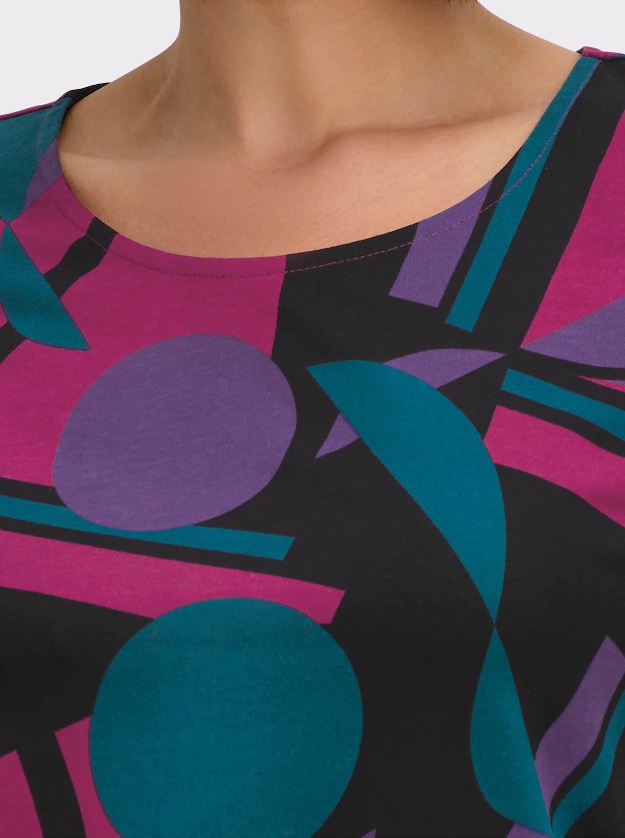 Longshirt - schwarz-magenta-bedruckt