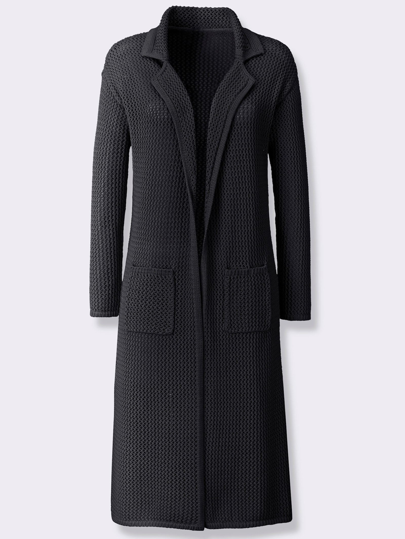 heine Strickmantel mit Ajourmuster - schwarz