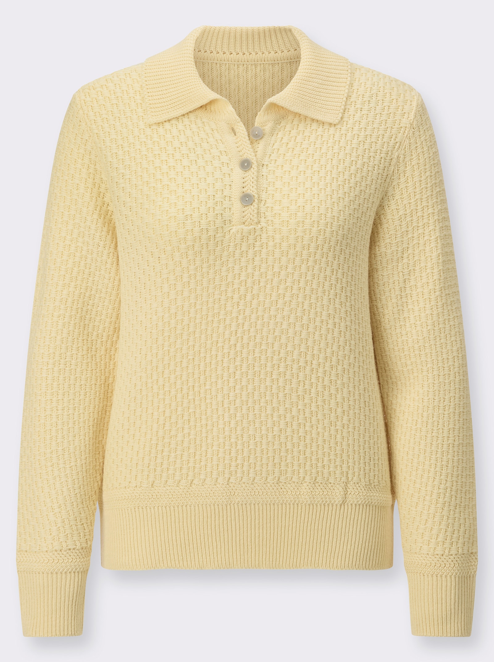 Polopullover mit Strickstruktur - vanille