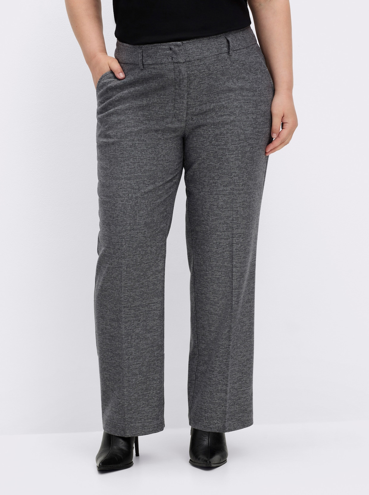 Bügelfaltenhose in Melange-Look - anthrazit-meliert