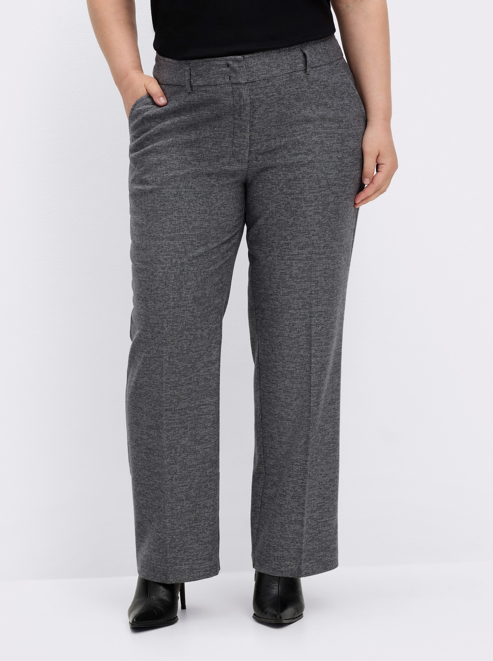 Bügelfaltenhose in Melange-Look - anthrazit-meliert