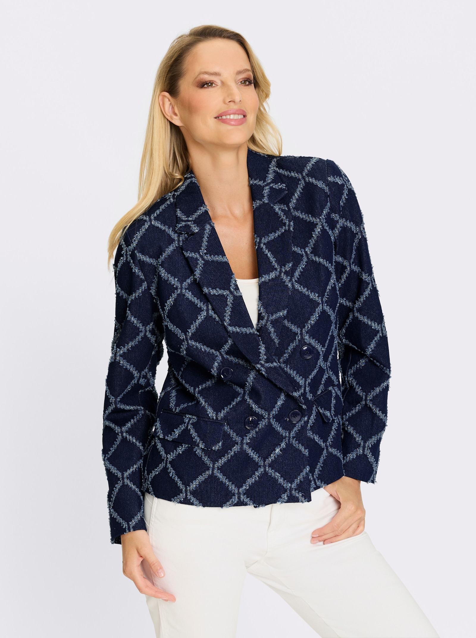 heine Blazer In Jeans-Optik - jeansblau-dunkelblau-gemustert