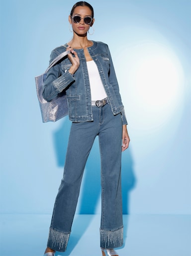 Jeansblazer mit verdeckten Druckknöpfen - blue-bleached