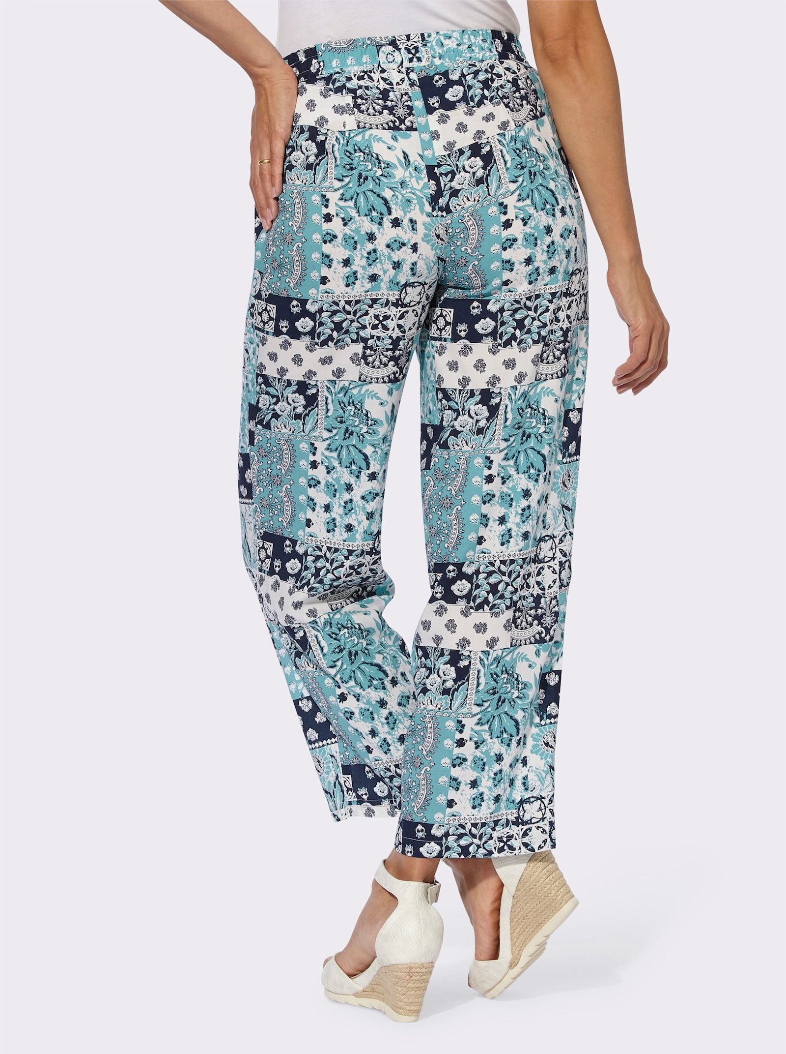 Culotte in Web-Ware - marine-ozean-bedruckt