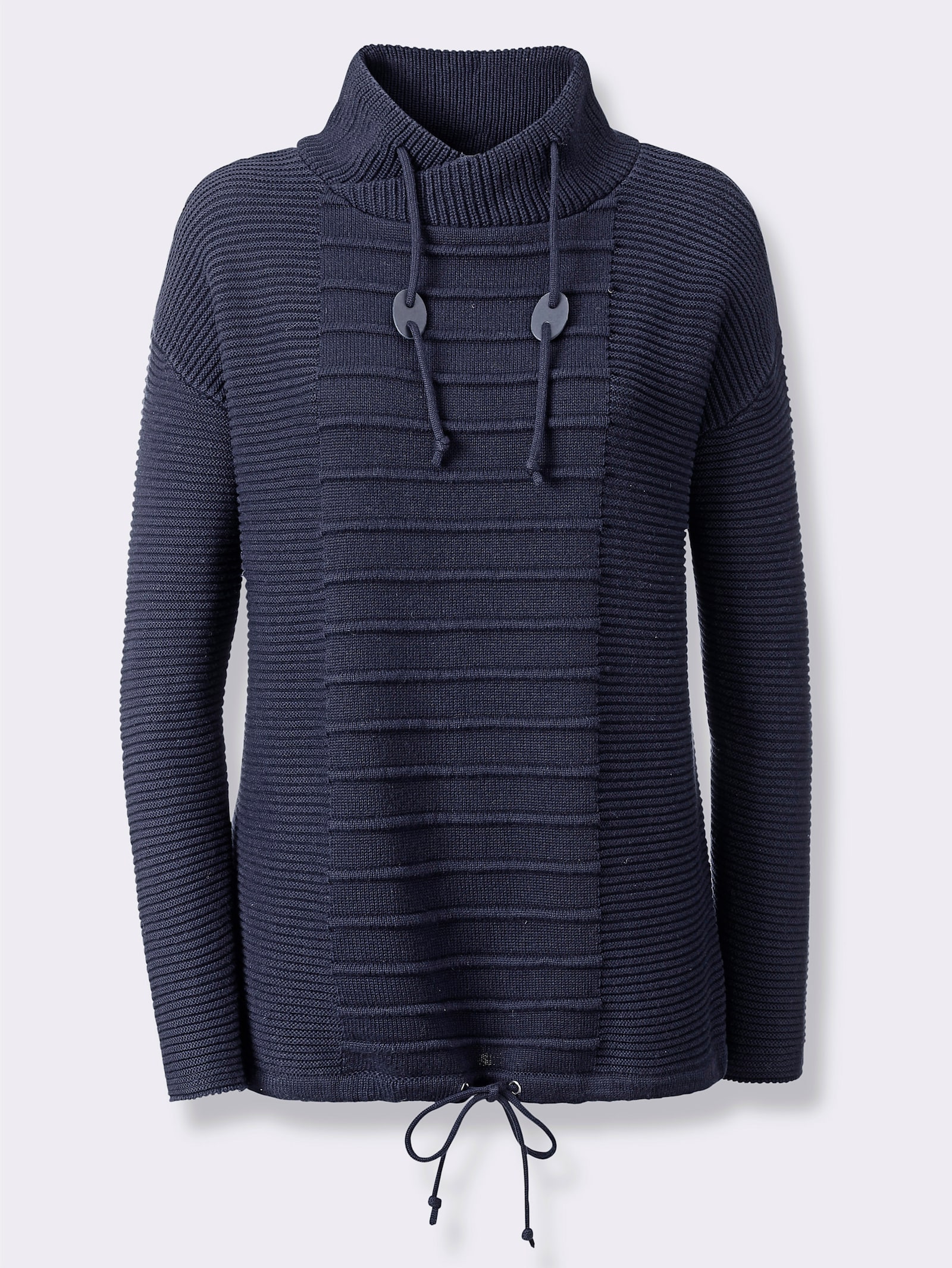 heine Pull à col montant en tricot structuré - marine