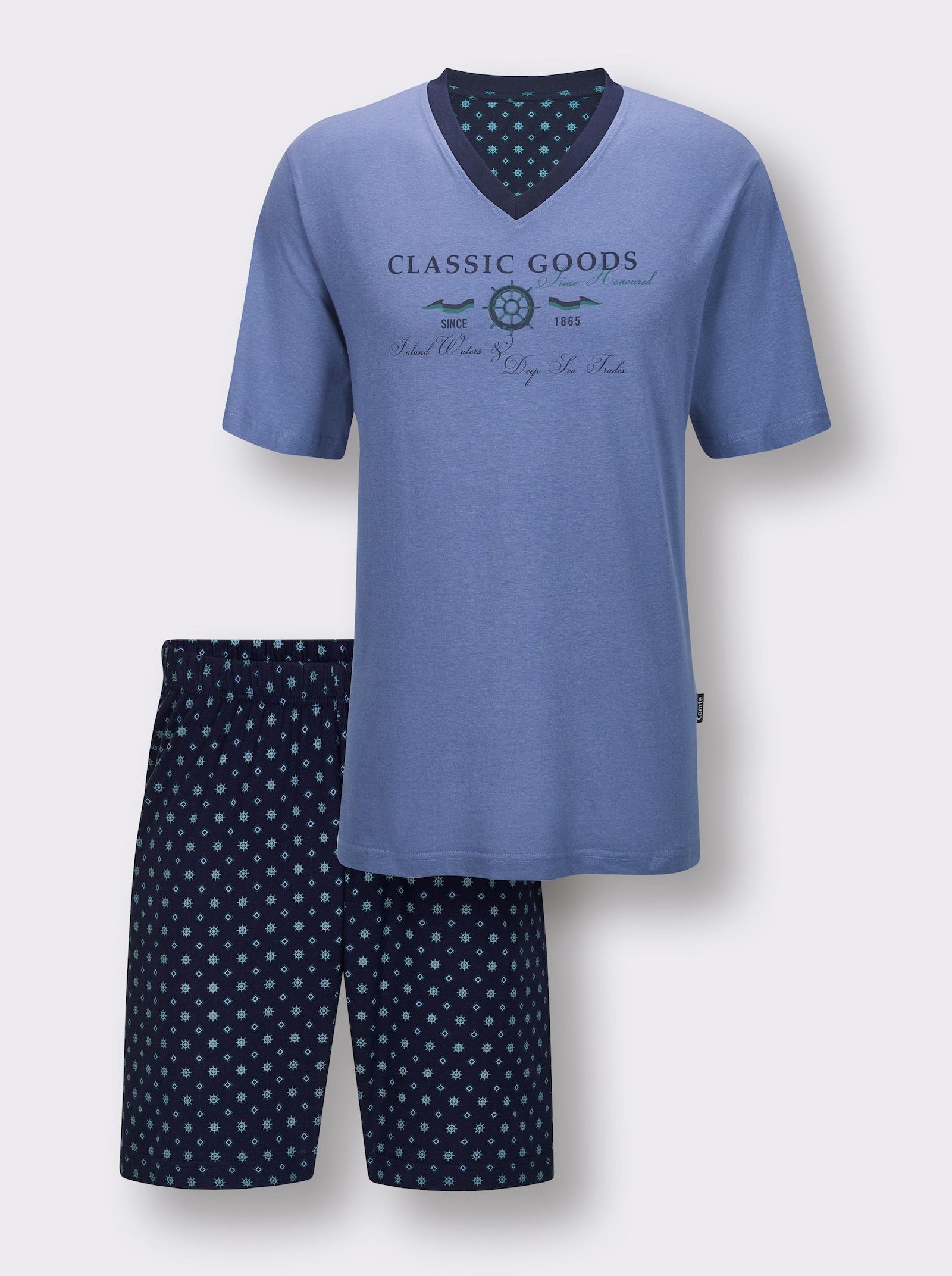Comte Shorty - marine-himmelblau-bedruckt
