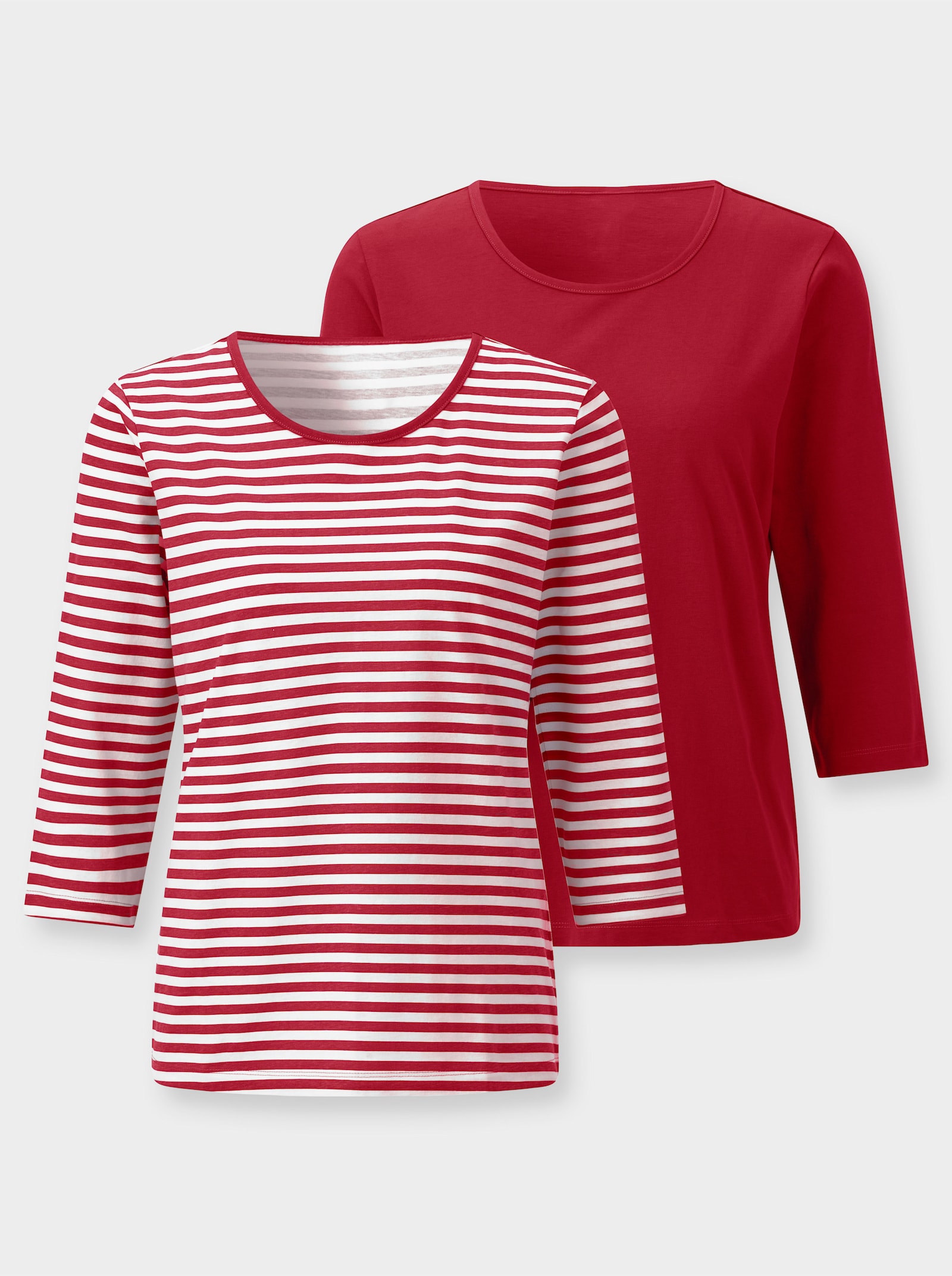 Shirt-Set mit 3/4-Ärmeln - rot