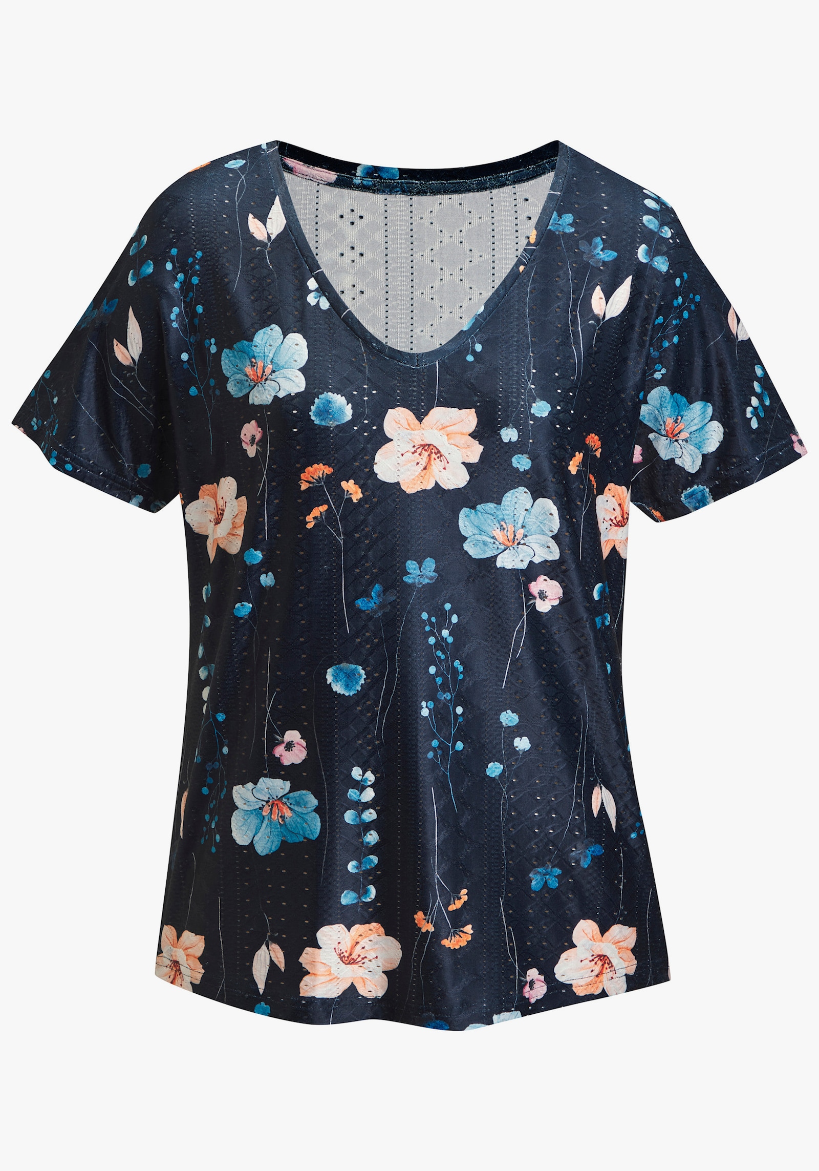 Vivance Kurzarmshirt - creme + navy