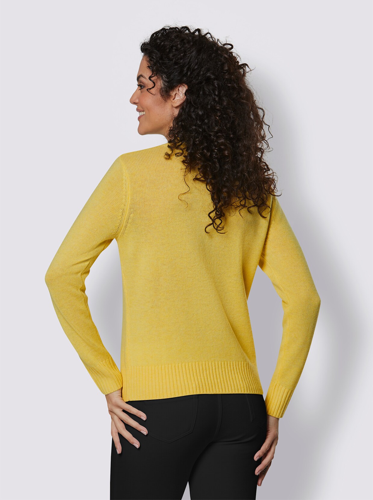 CREATION L PREMIUM Merino-Kaschmir-Pullover - zitrone-meliert