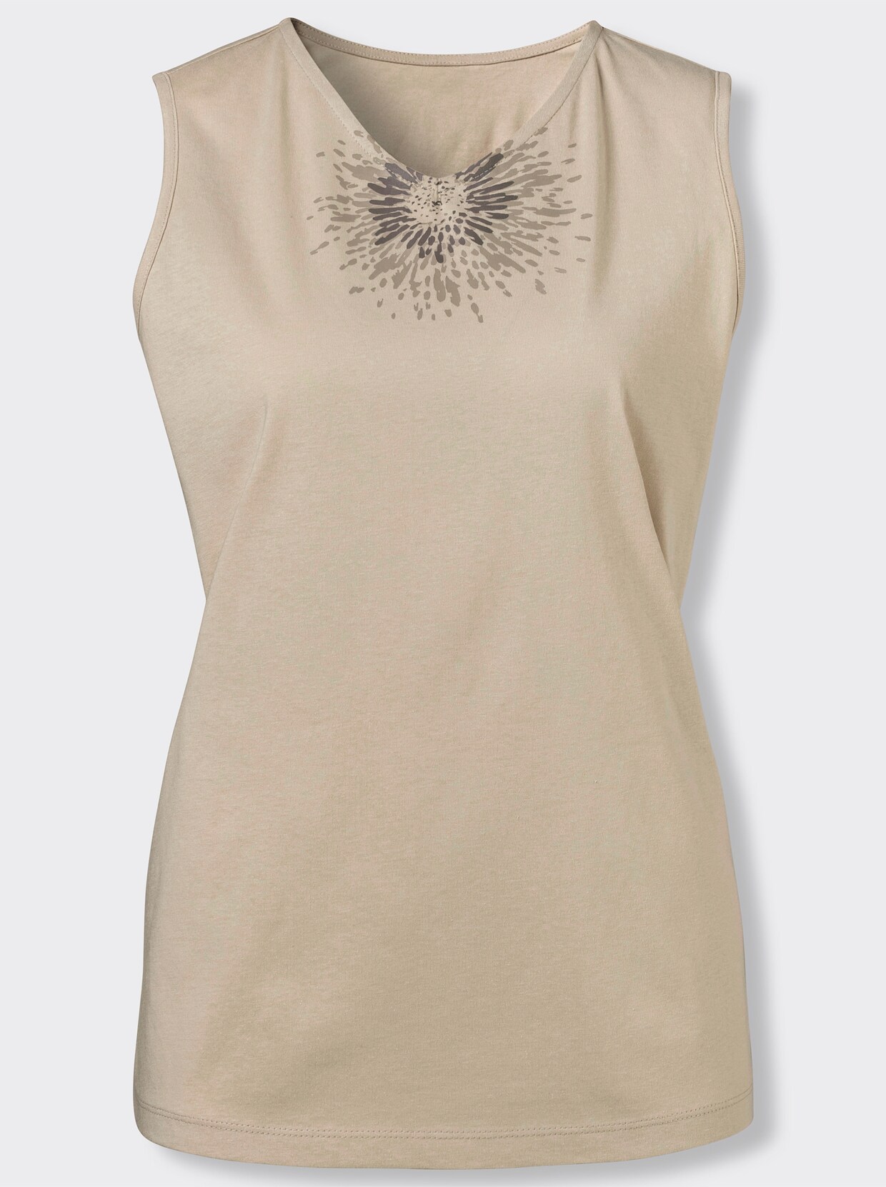Shirttop - zand geprint