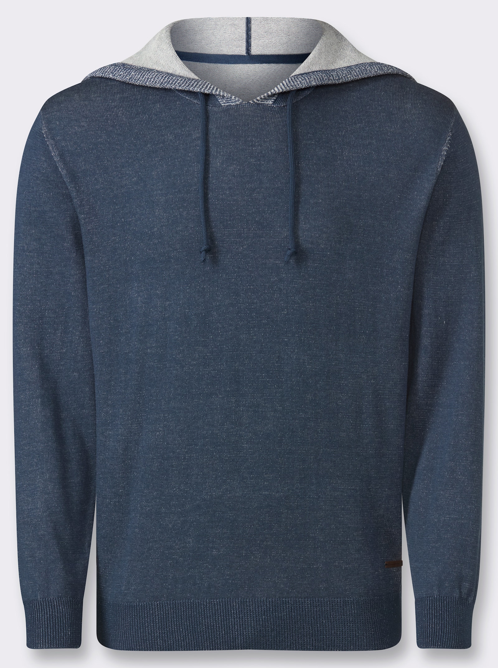 Marco Donati Kapuzenpullover mit 50% Baumwolle, meliert - dunkelblau