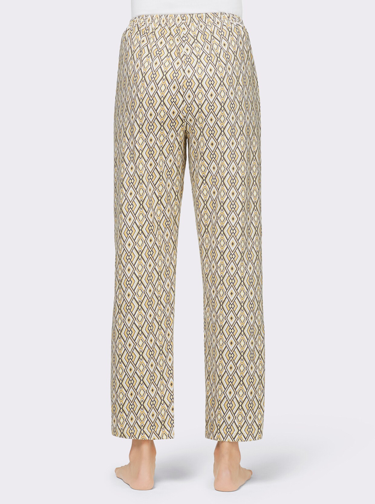 Schlafanzug-Hose - zitrone-grau-bedruckt