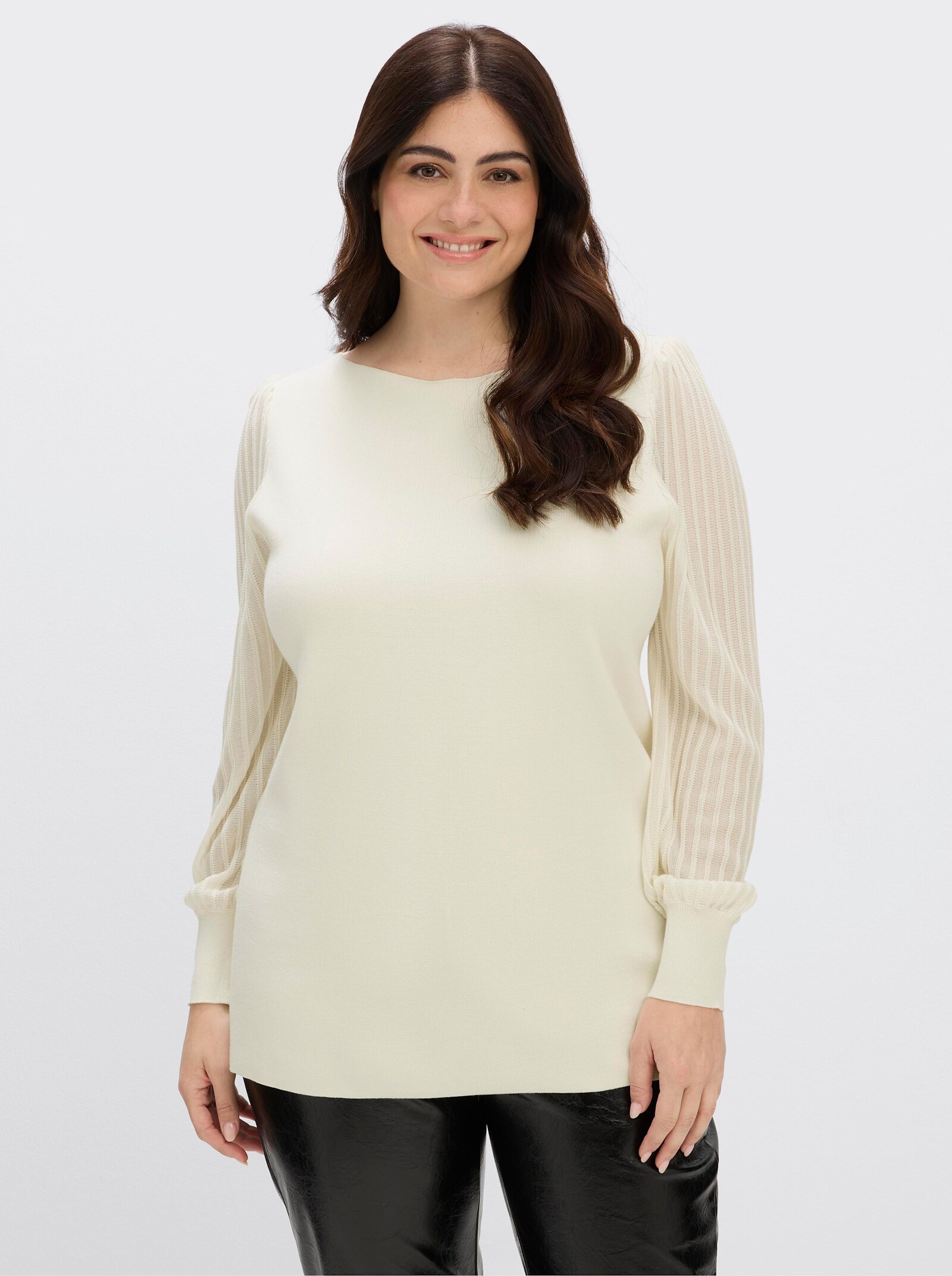 sheego Langarm-Pullover mit Ballonärmeln - champagner
