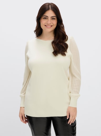 sheego Langarm-Pullover mit Ballonärmeln - champagner