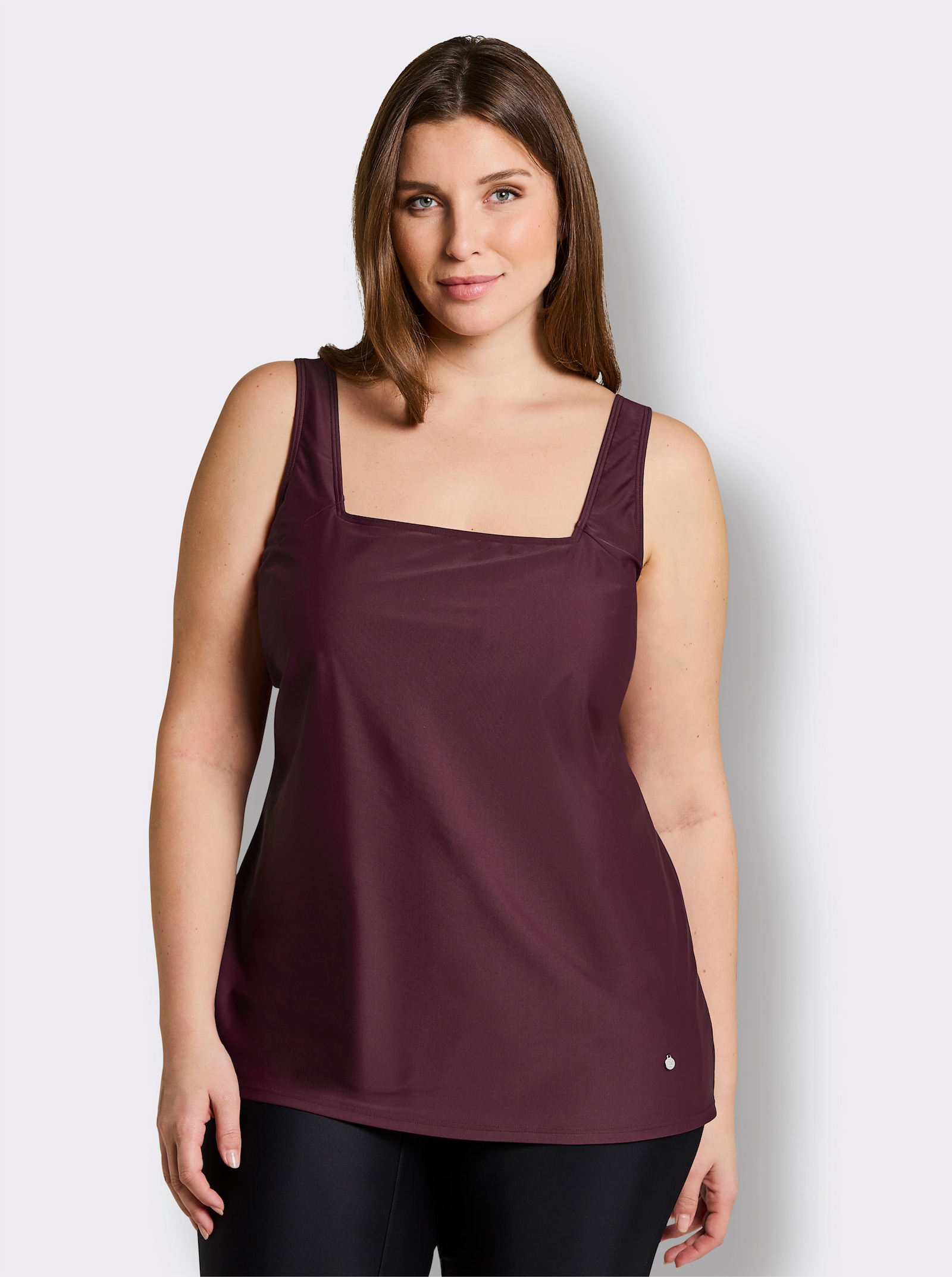sheego Tankini-Oberteil mit Karree-Ausschnitt - burgund