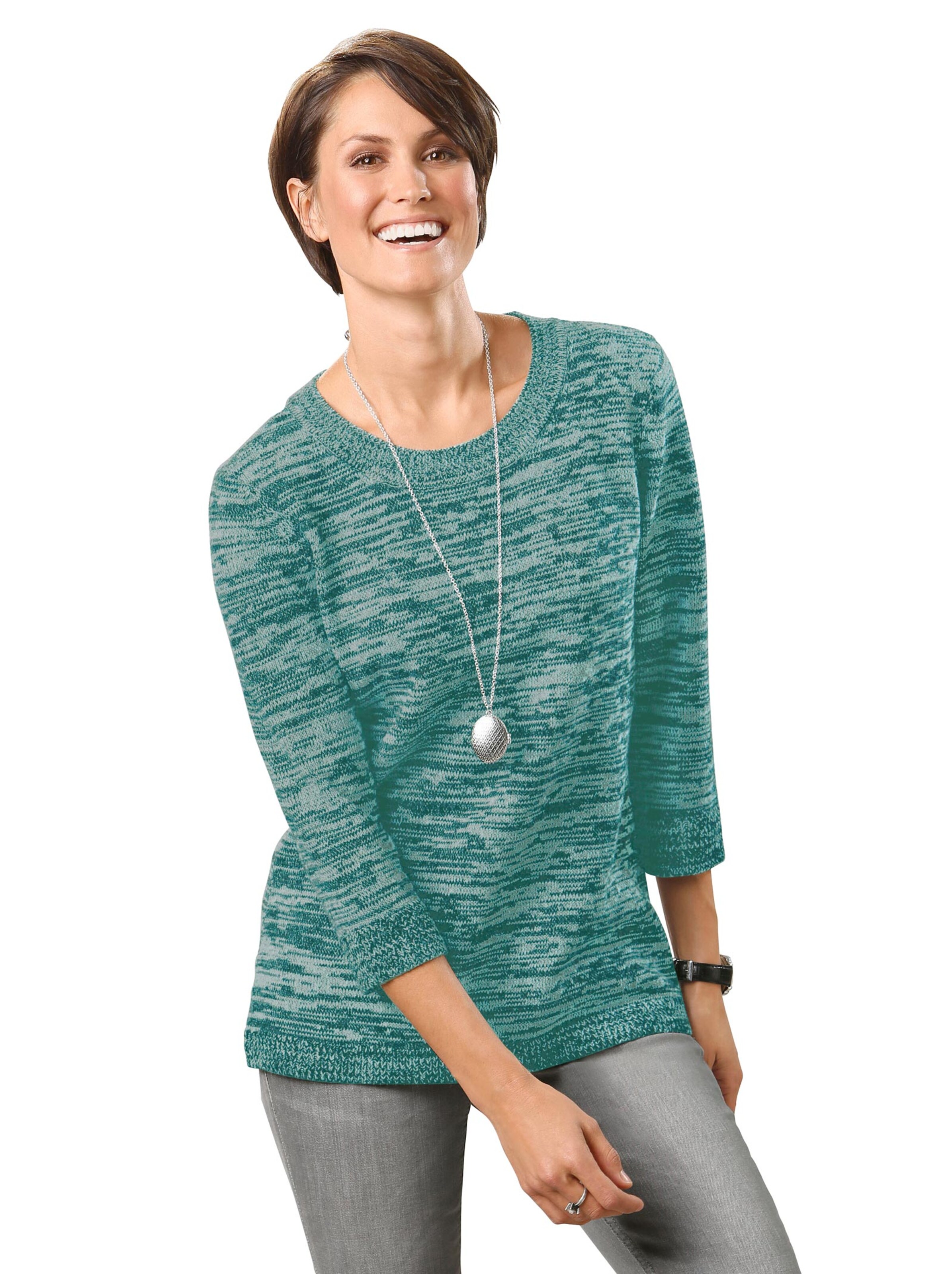 Pullover - petrol-meliert