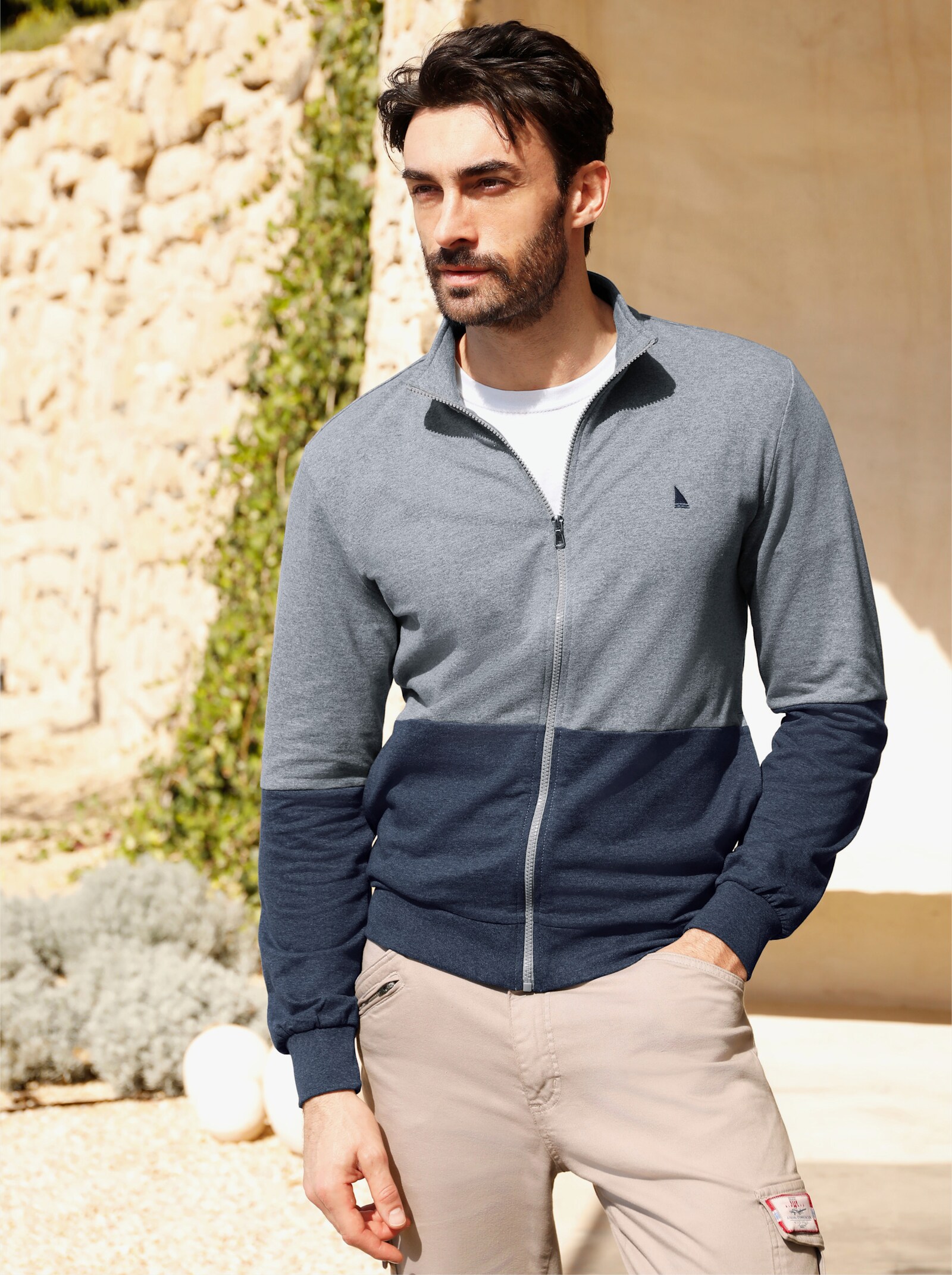 Catamaran Shirtjacke - hellgrau-marine-meliert