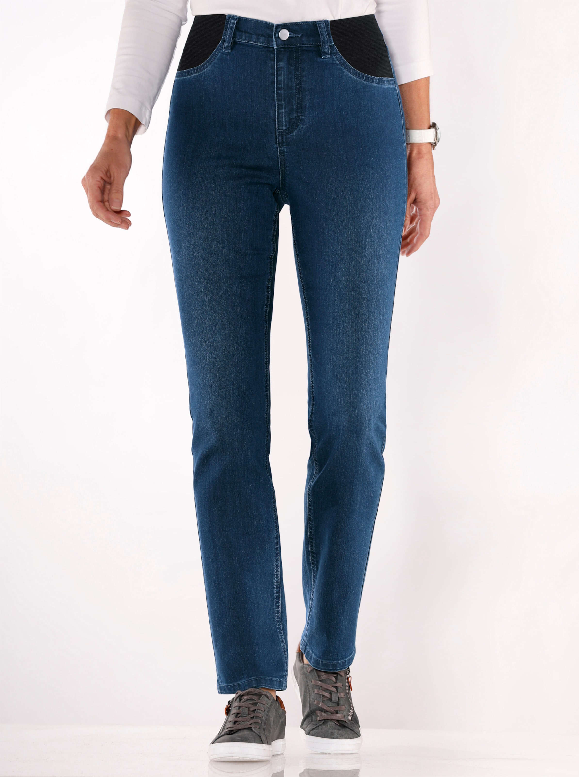 Witt Damen Jeans mit elastischen Einsätzen, blue-stone-washed
