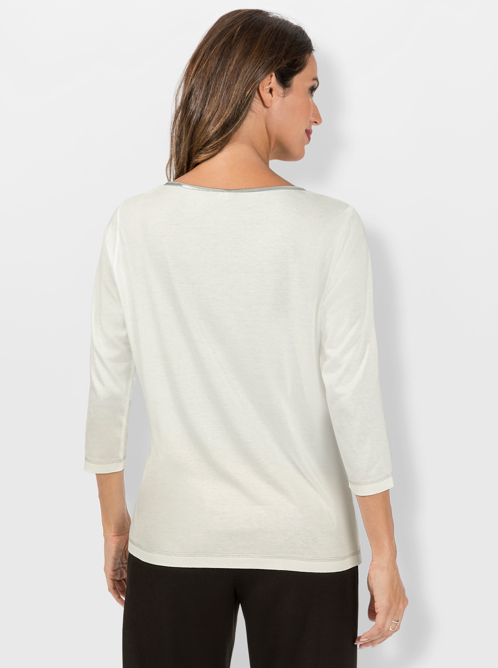 3/4-Arm-Shirt mit U-Boot-Ausschnitt - ecru