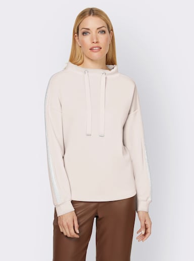 heine Sweatshirt mit Galonstreifen aus Ziersteinchen - champagner