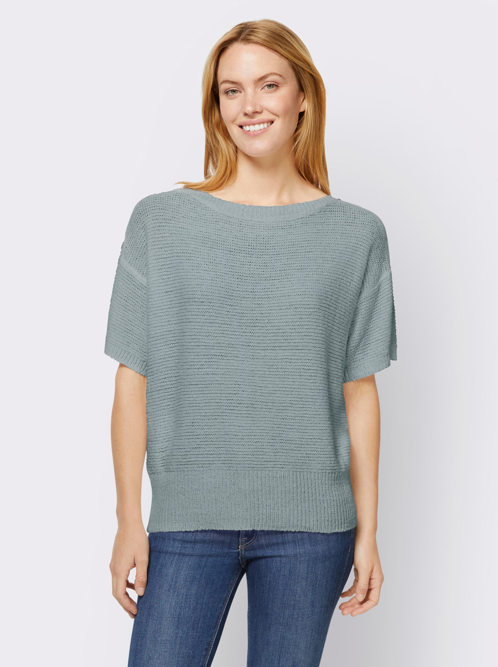 heine Kurzarmpullover mit Zierknöpfen - jade
