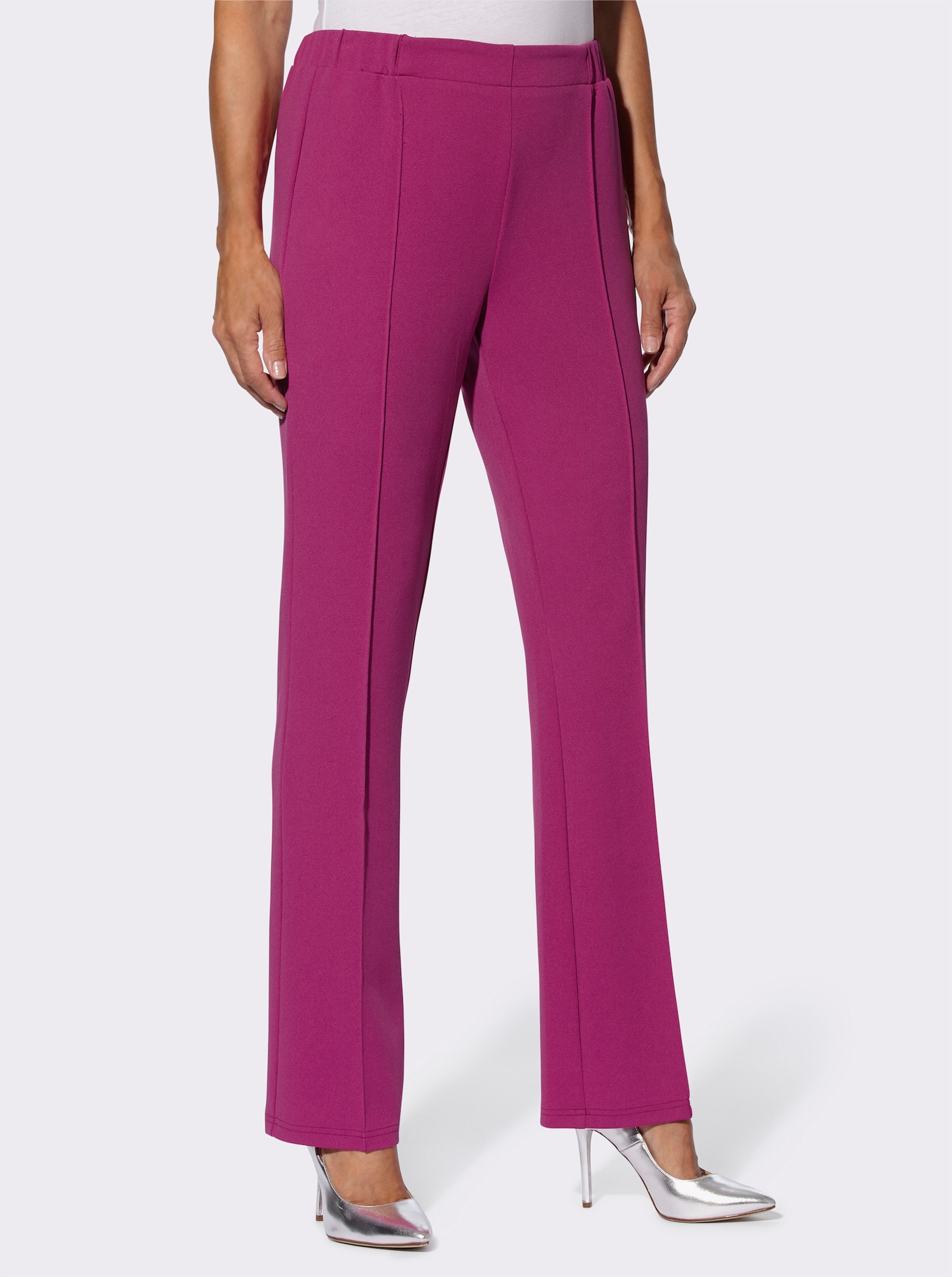 Schlupfhose mit abgesteppter Bügelfalte - magenta