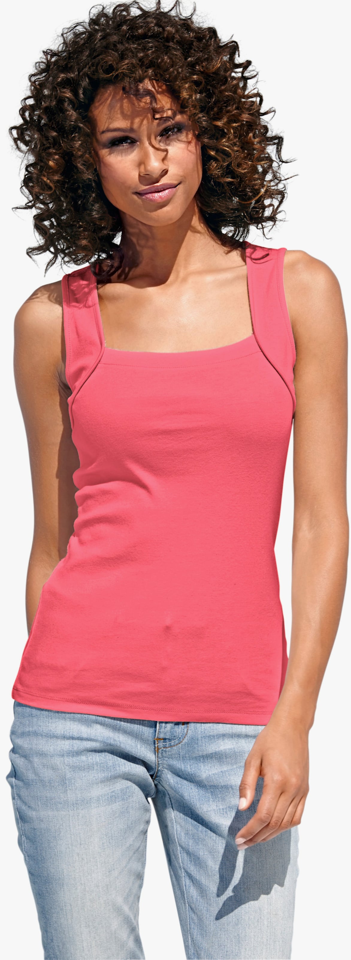 heine Shirttop met vierkante hals - koraal