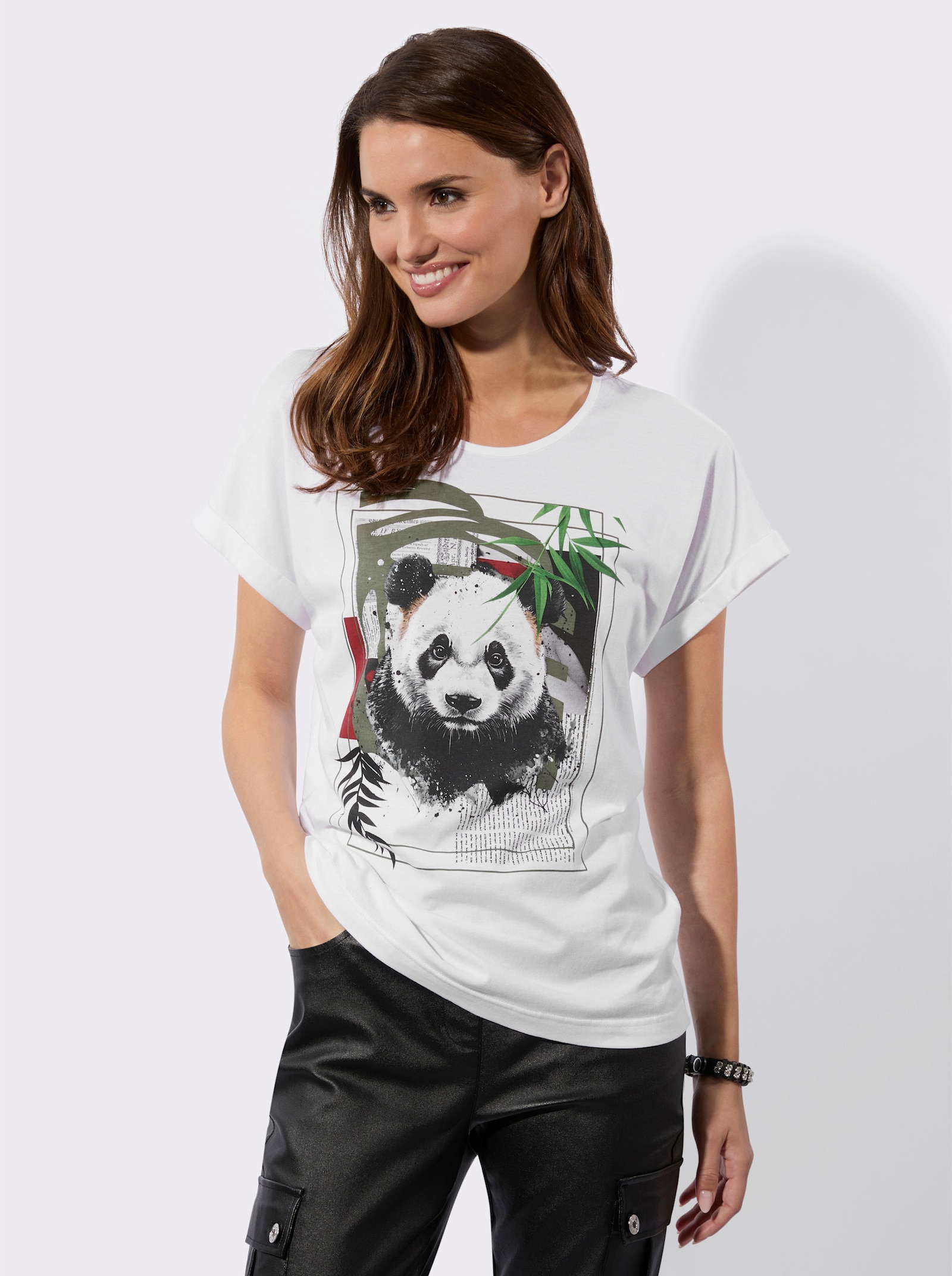 Shirt mit Panda-Motiv - weiß-bedruckt