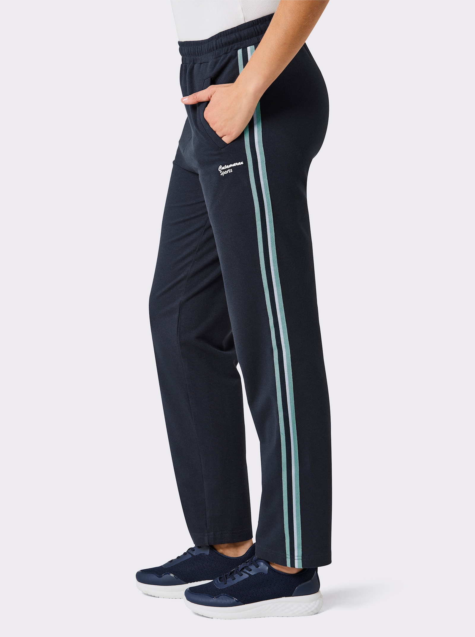 Catamaran Sports Freizeithose mit Kontraststreifen - marine