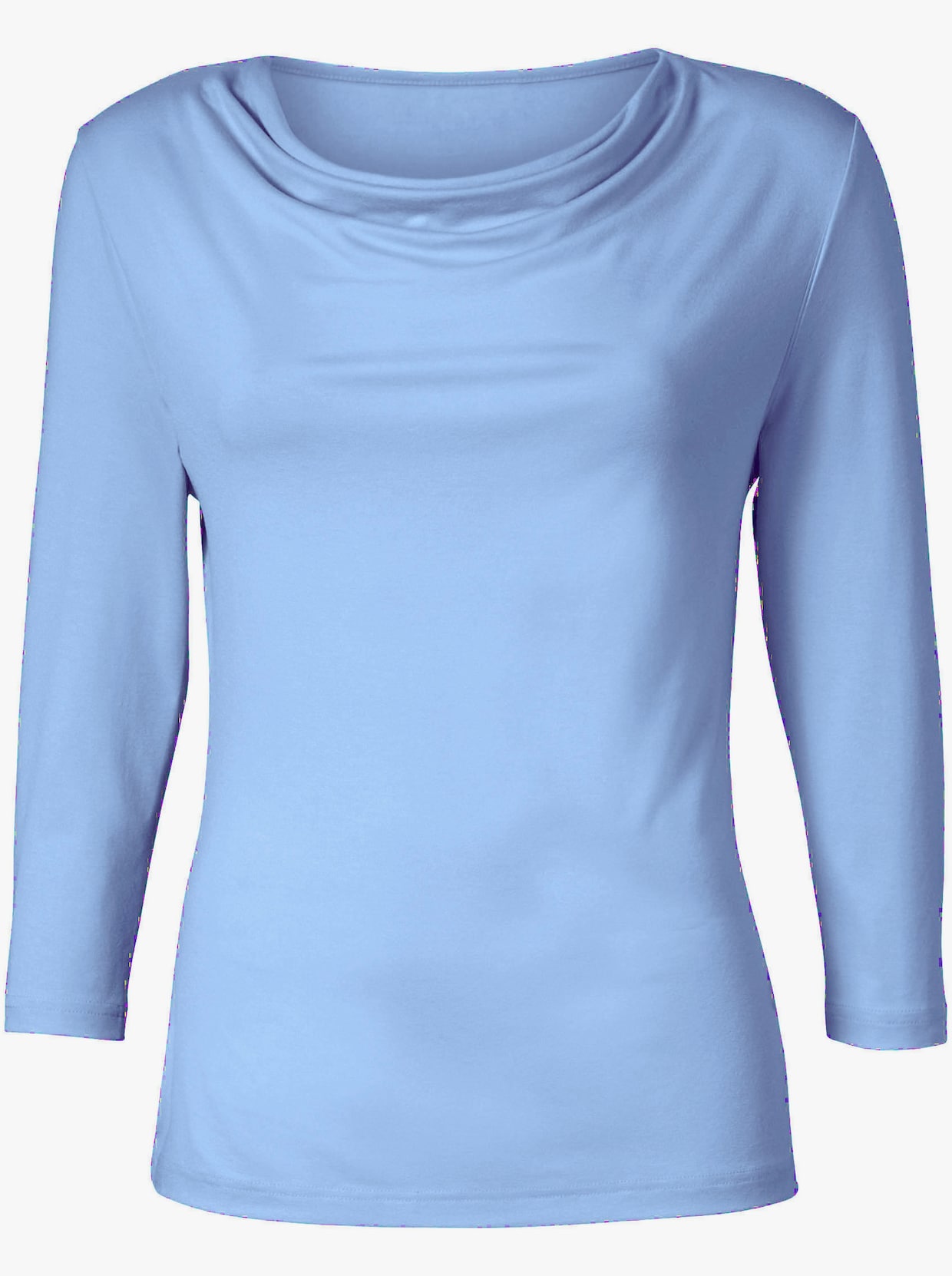 Shirt met cascadehals - bleu