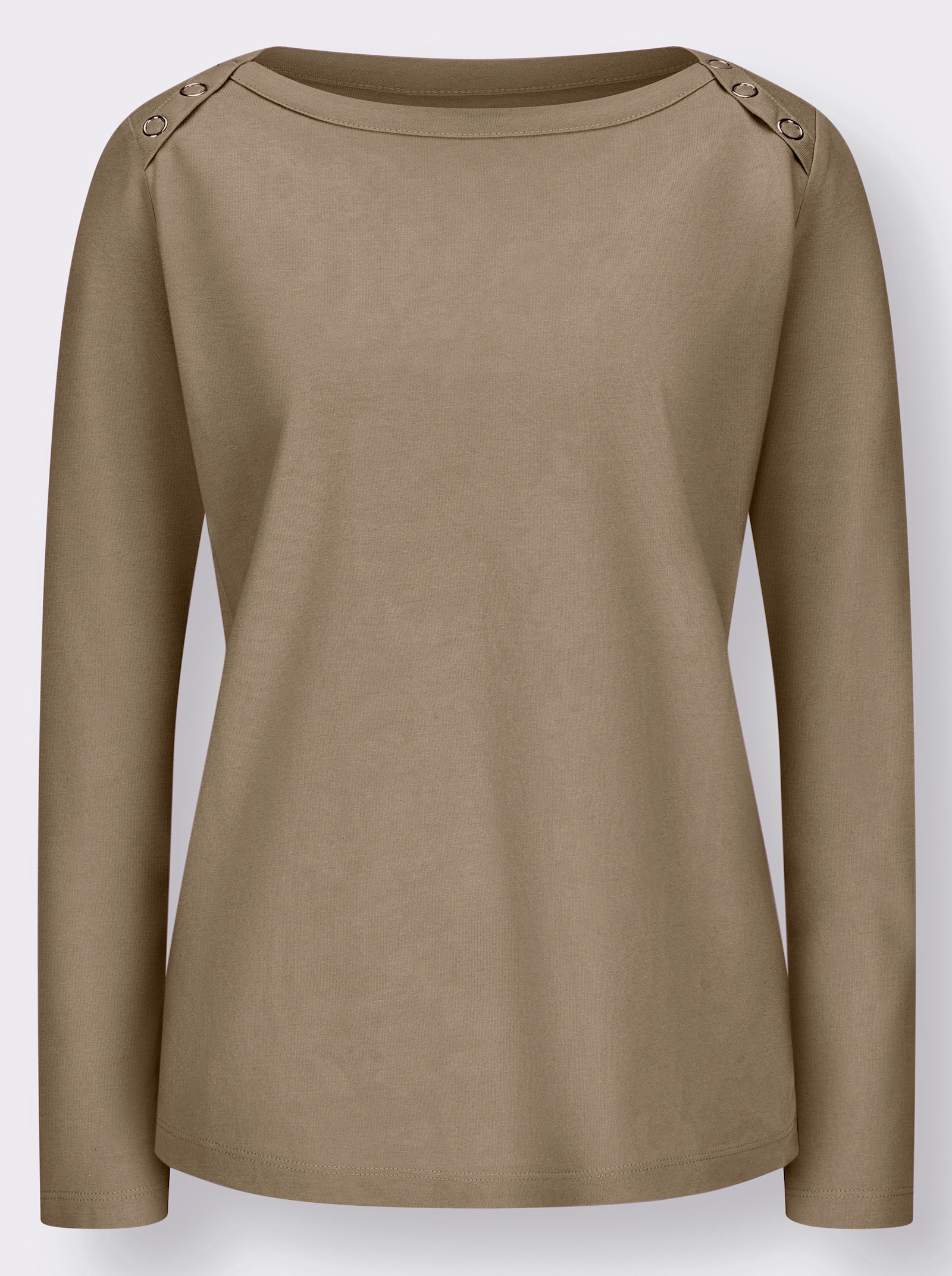 Langarmshirt mit Zierknöpfen - sesam