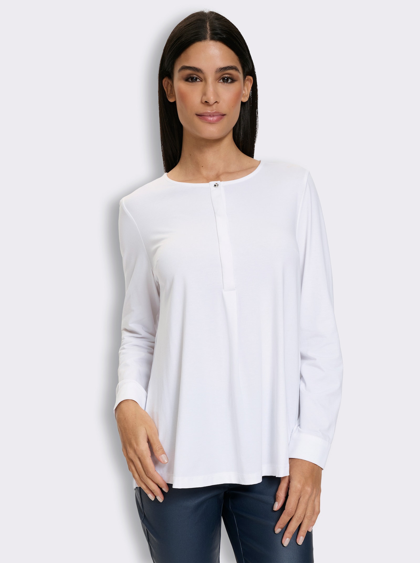 heine Langarmshirt mit Plisseefalten hinten - ecru
