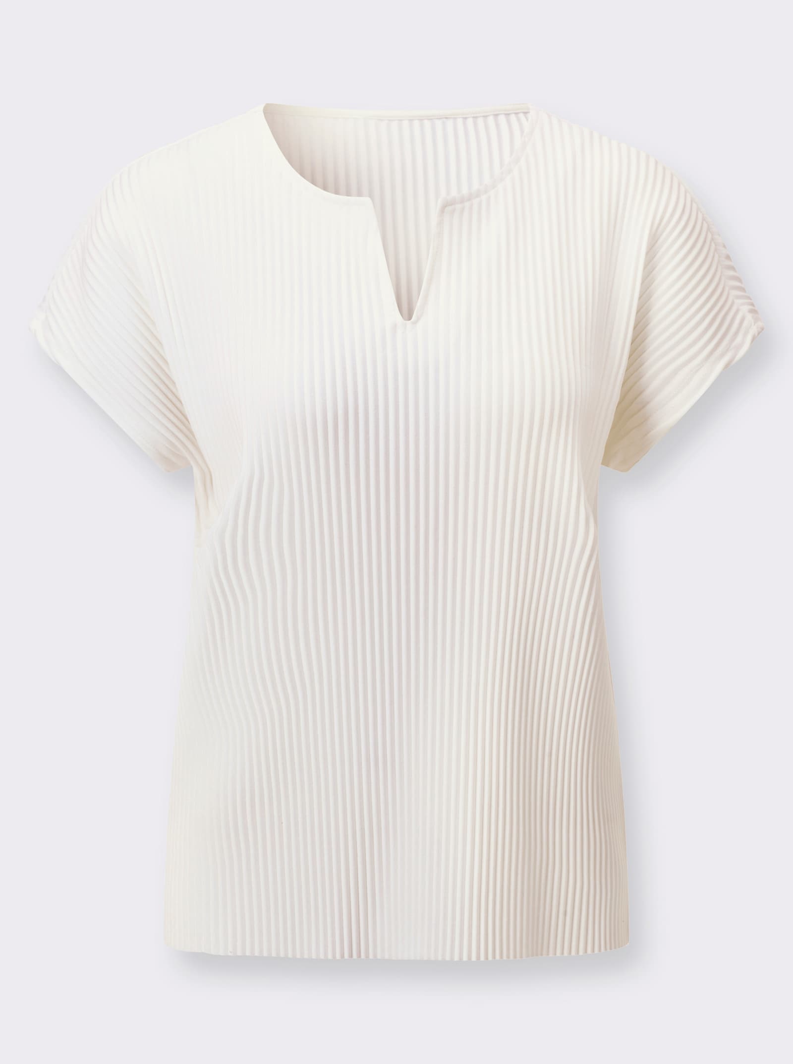 Plissee-Shirt mit Grafikdruck - ecru