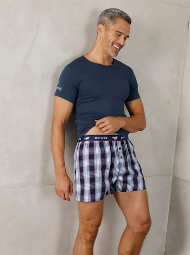 Mustang Boxershorts - marine + marine-kariert