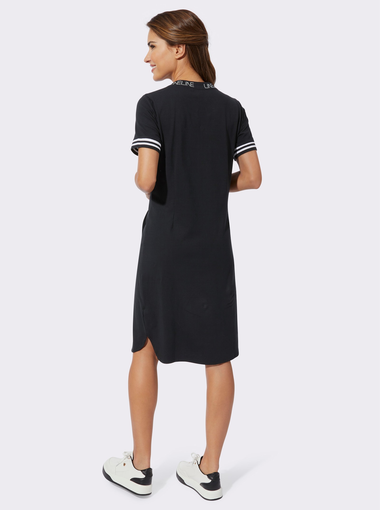 Jerseyjurk met zilverkleurige printdetails - zwart