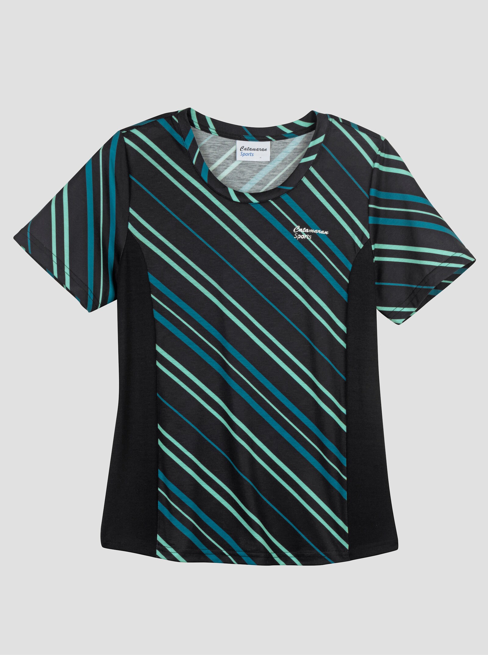 Catamaran Sports Funktionsshirt mit Kontrast-Einsätzen - blaugrün-gemustert