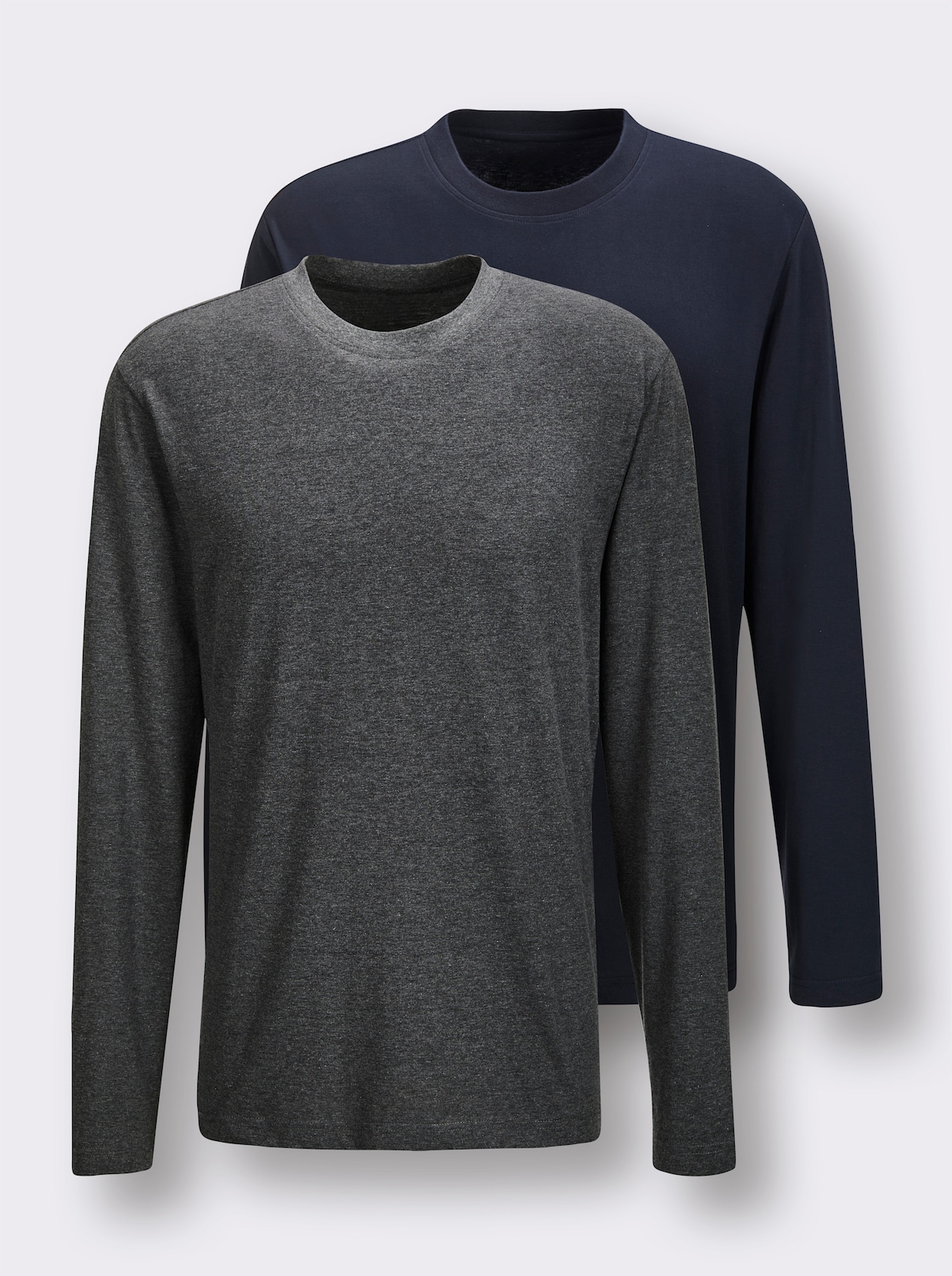 wäschepur men Schlafanzug-Shirt - marine + anthrazit-meliert