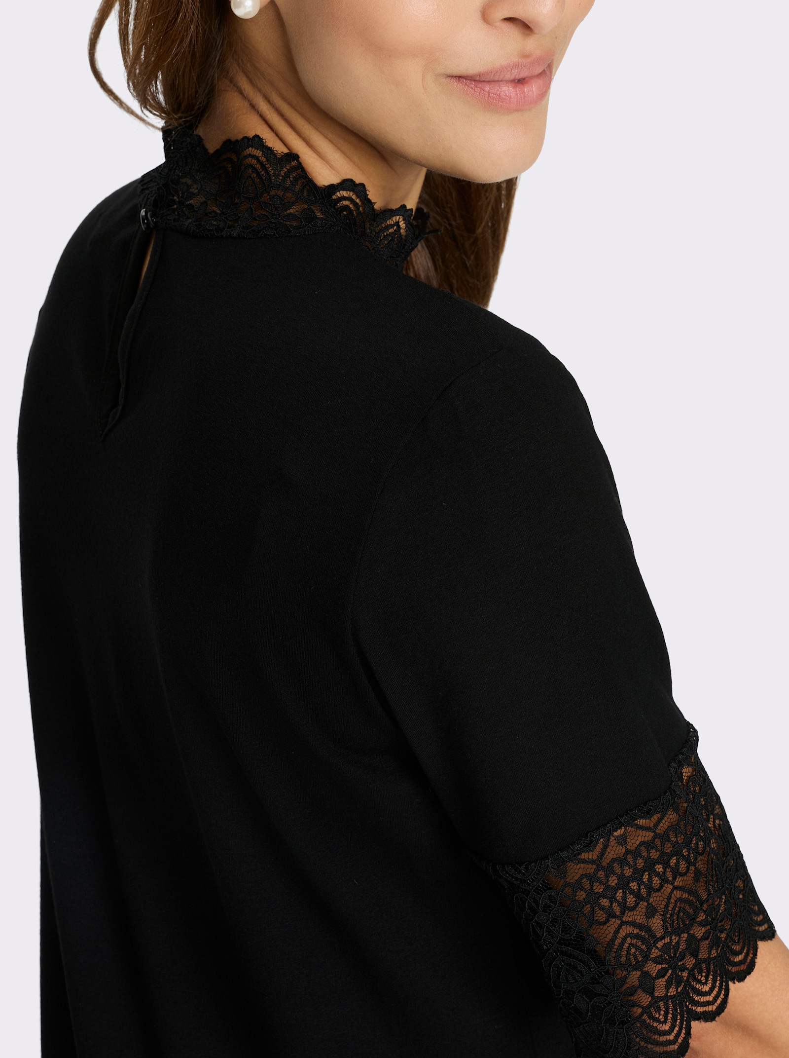 Spitzen-Shirt - schwarz
