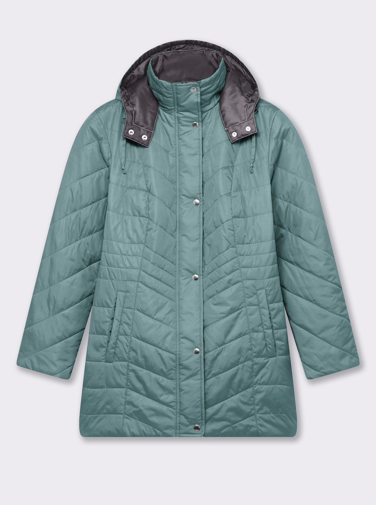 Steppjacke mit Kontrastfutter - jade-grau