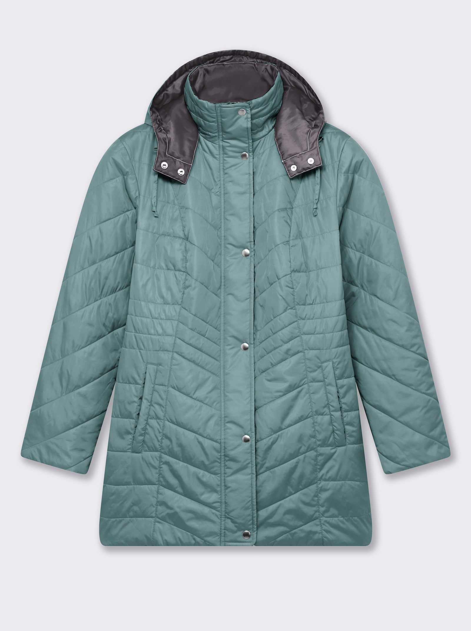 Steppjacke mit Kontrastfutter - jade-grau