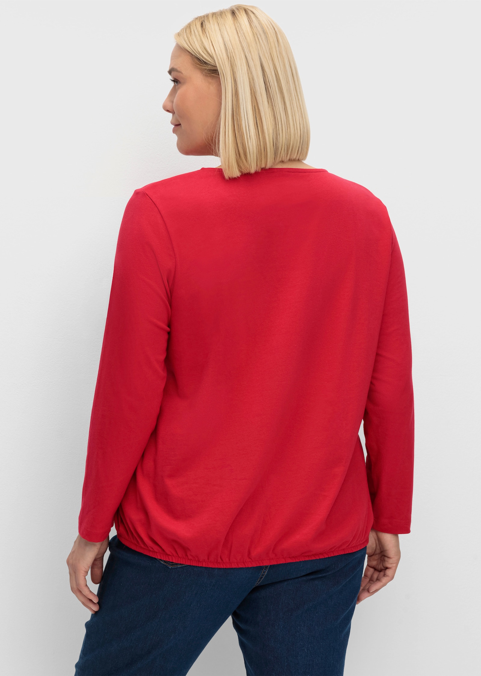 Langarmshirt mit elastischem Saum - rot
