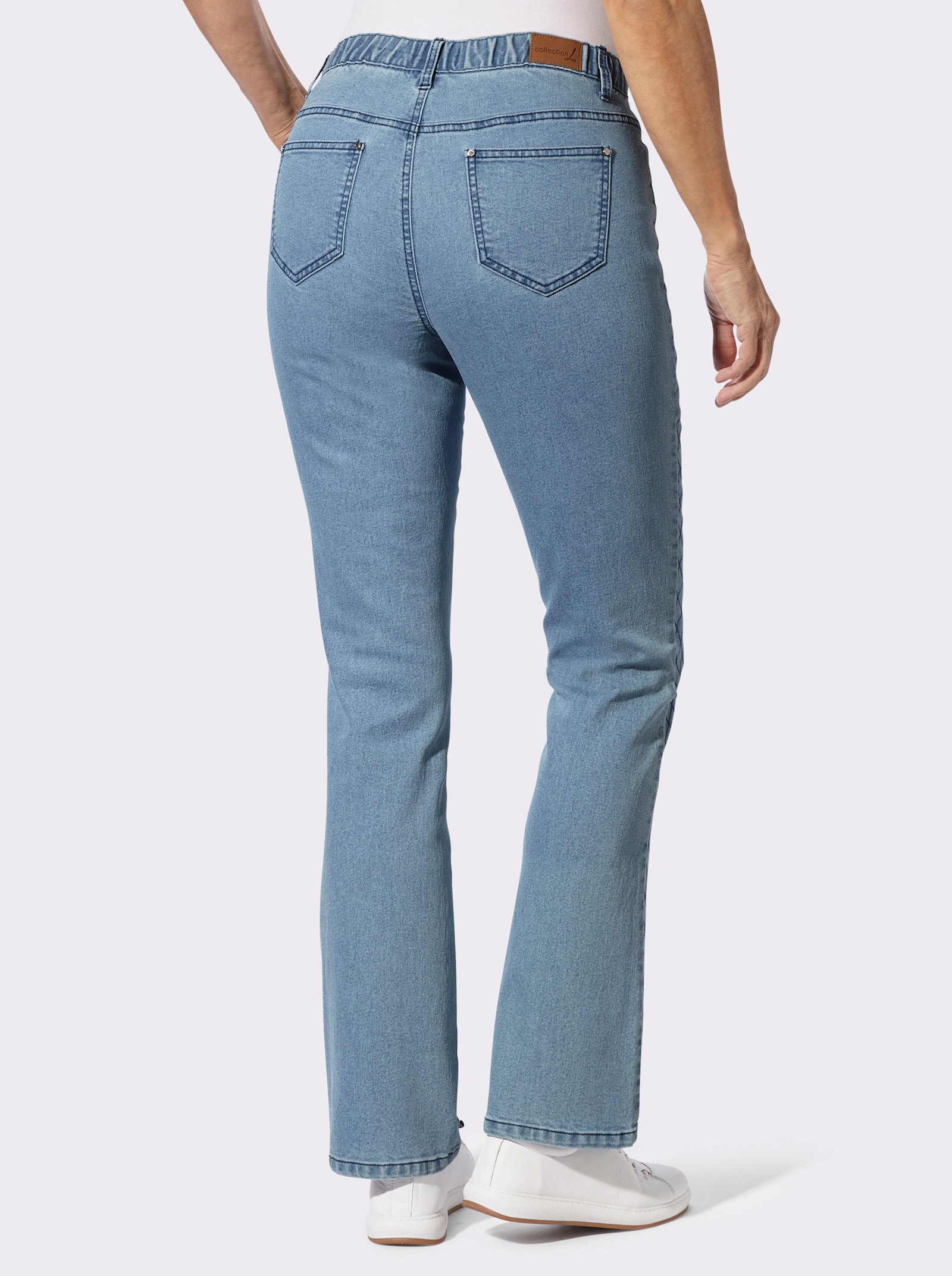 5-Pocket-Jeans mit Rauten-Steppung - blue-bleached