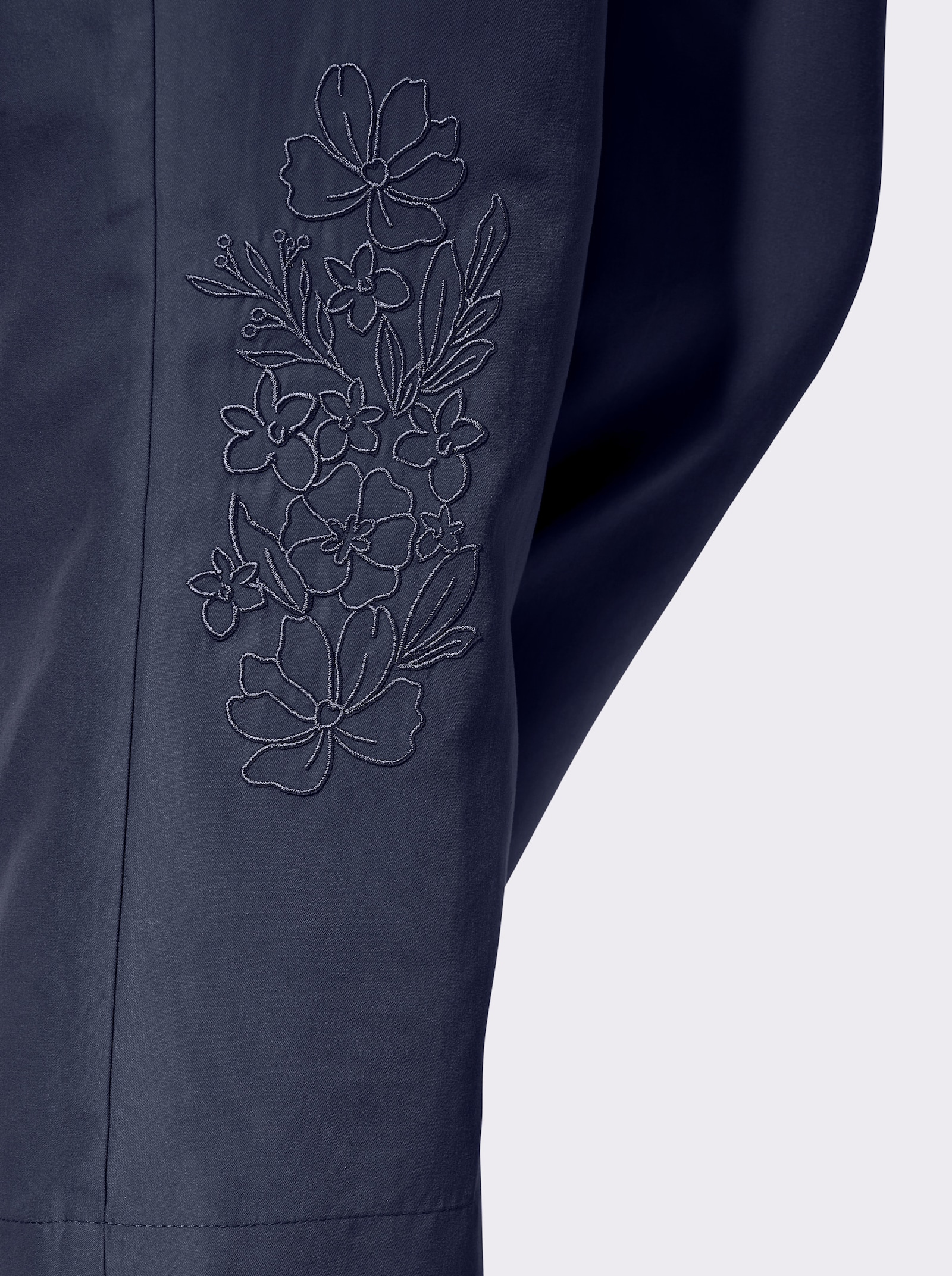 3/4-broek van microgaren, borduursel - marine