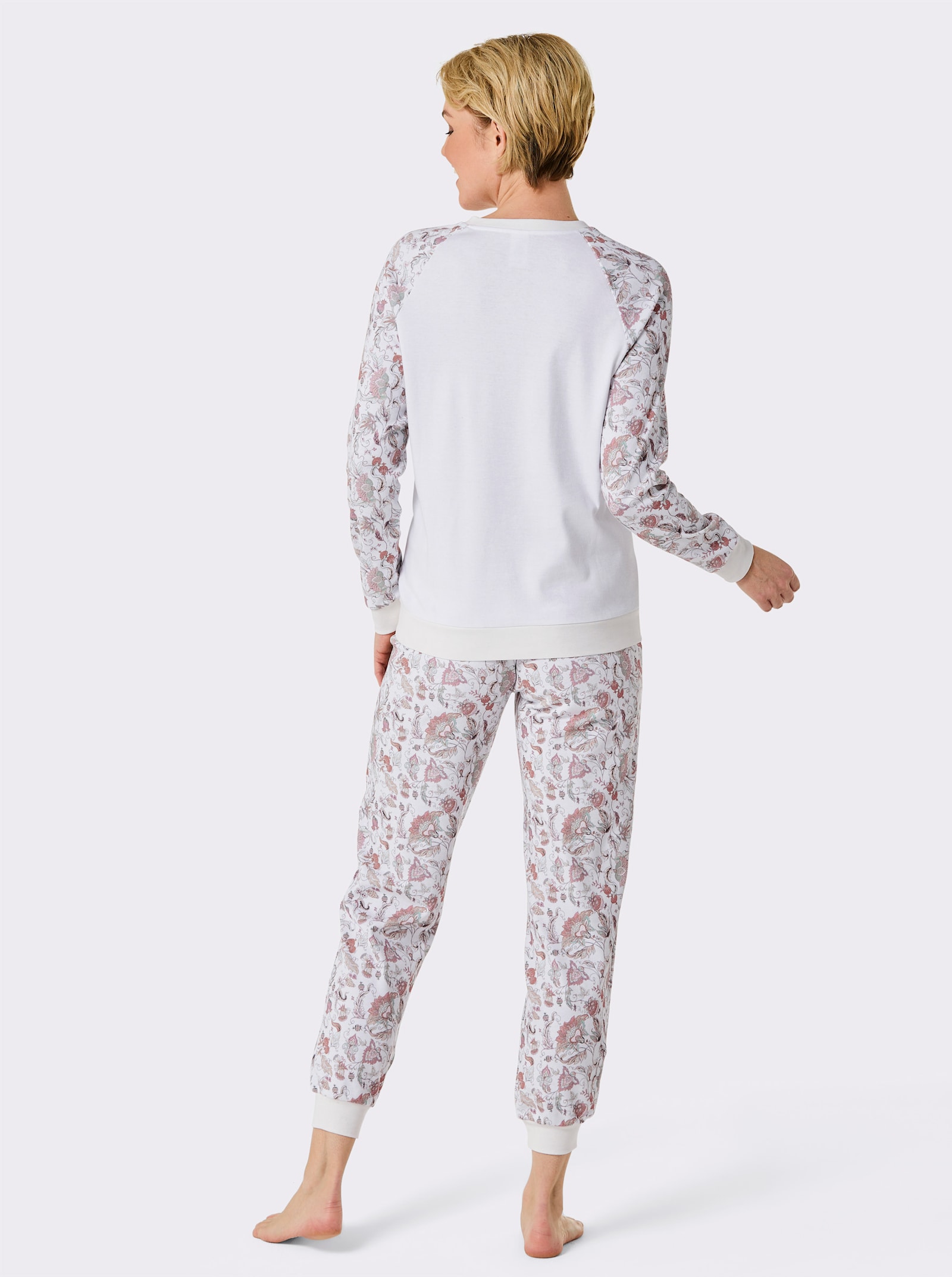 wäschepur Schlafanzug - weiß-hellgrau-bedruckt