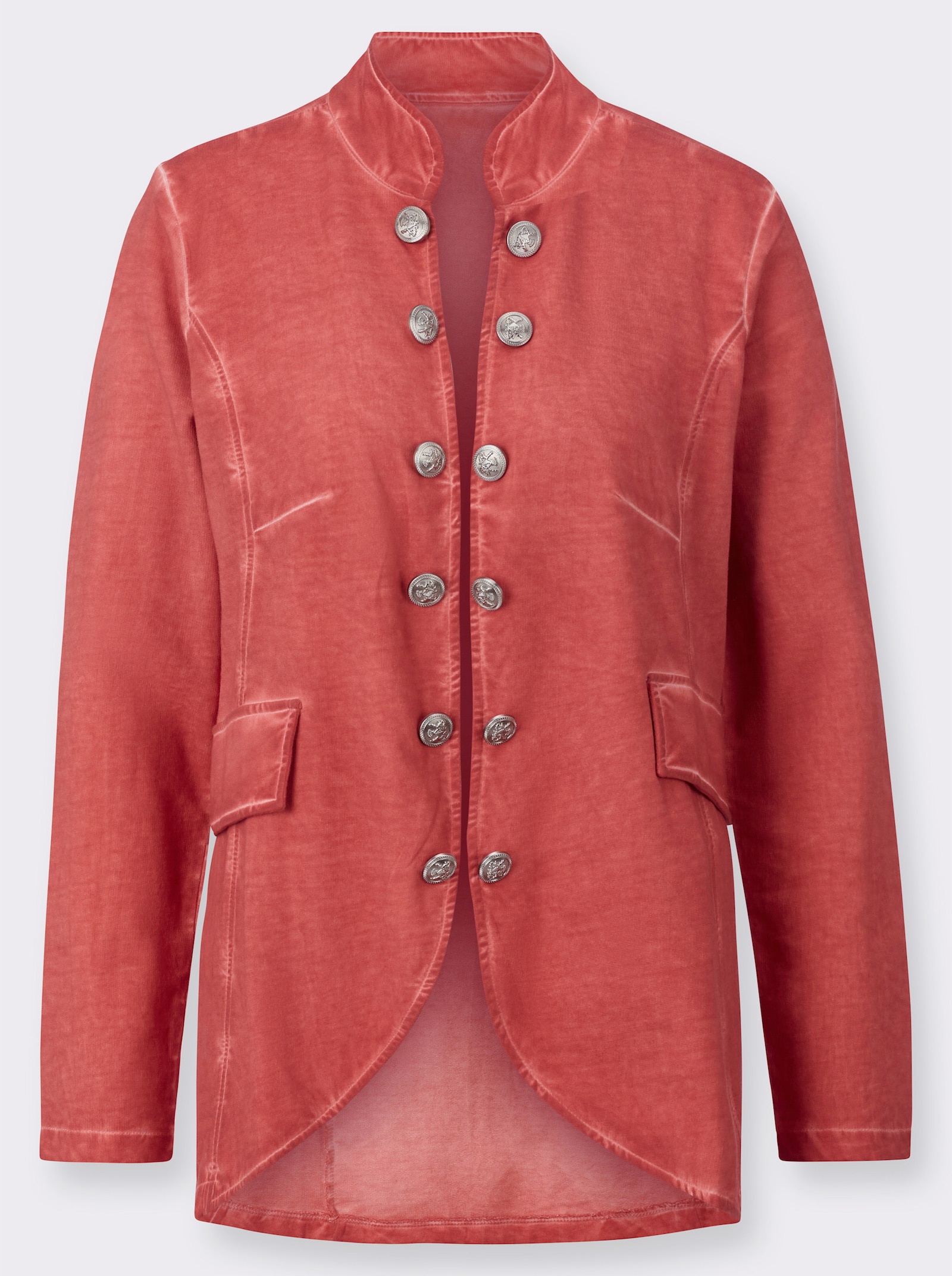 Sweatjacke in Oil-dyed-Optik - grapefruit