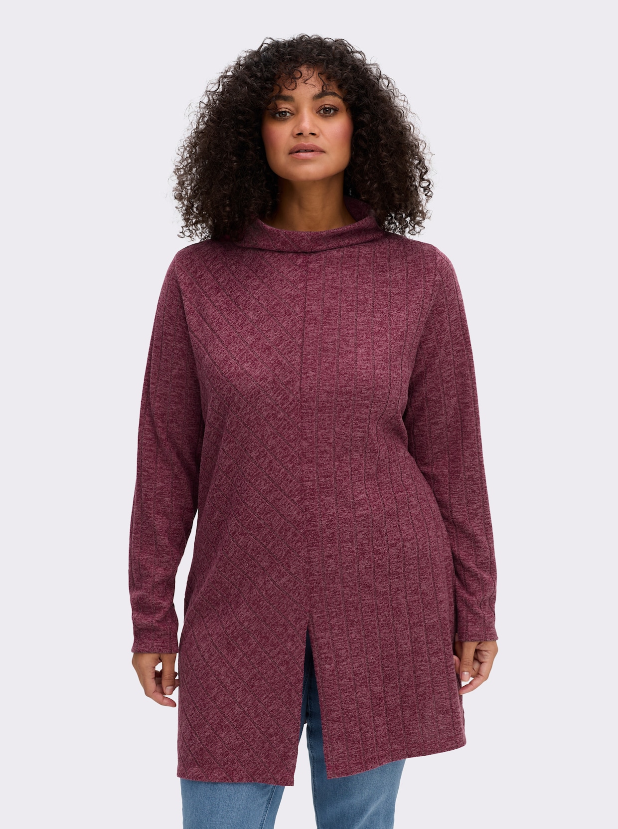 sheego by Joe Browns Longpullover - bordeaux-meliert