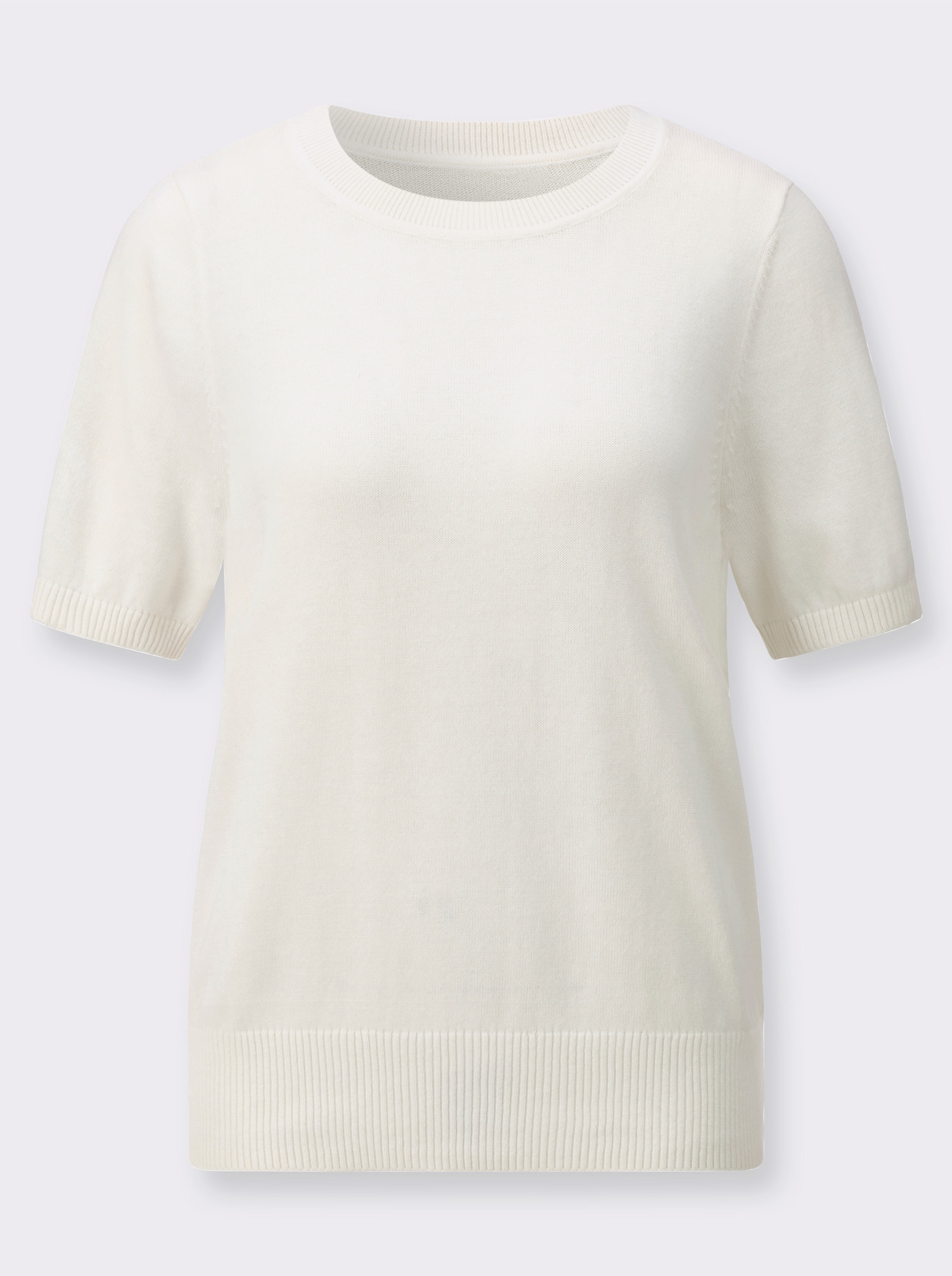 Bavlněný svetr s žebrovanými náplety - ecru