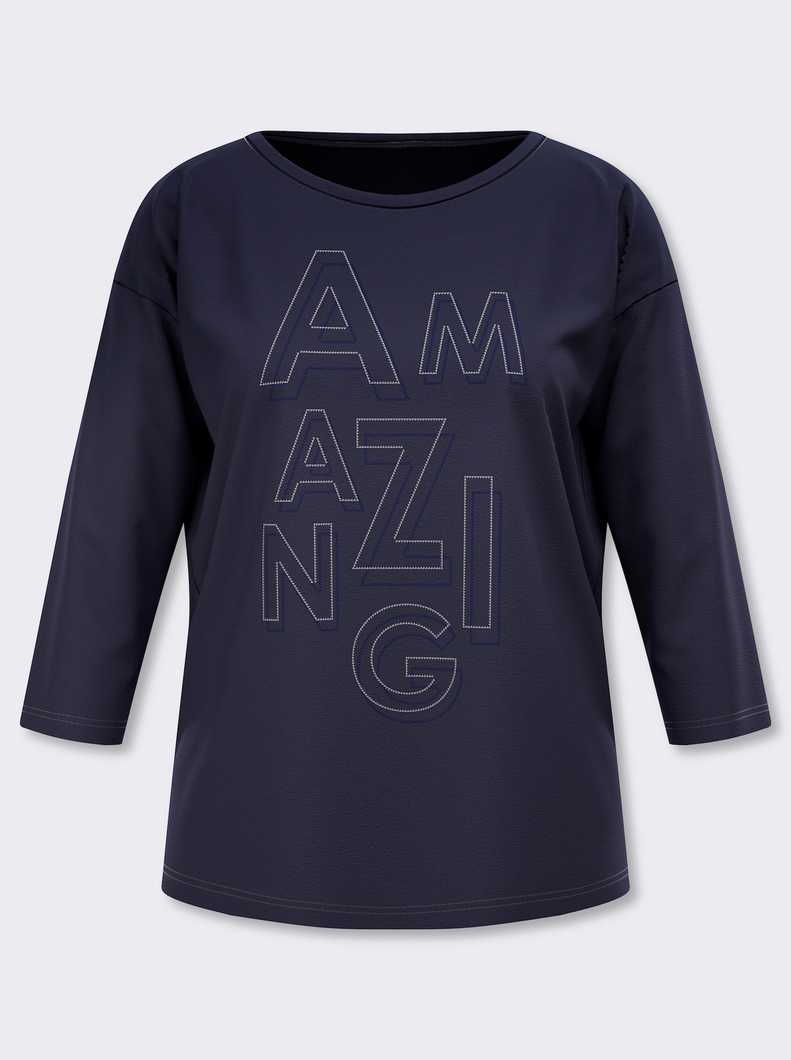 heine 3/4-Arm-Shirt mit Schriftzug - marine